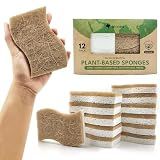 AIRNEX Natural Kitchen Sponges (12 Pack) - Plant-Based Cellulose & Coconut Scrubber Dish Sponges for Kitchen - Eco-Friendly, Non Scratch, Compostable, Non Toxic S-Shaped Natural Sponges for Dishes