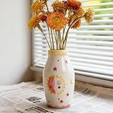 Tnstbiee Cute Boho Small Cream Ceramic Bud Vase, Sun and Moon Round Decorative Vase for Dried Flowers/Single Rose/Pampas Grass, Modern Table Vase for Entryway Dining Coffee Table, Unique Home Gift