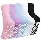 ZAKASA Non-Slip Grip Socks for Women: Anti-Skid Grippy Gripper Socks for Yoga Pilates Barre Hospital Elderly Pregnancy Workout 5 Pairs Multicolor