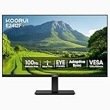 KOORUI 24-inch Computer Monitor Full HD 1920 x 1080p 100Hz VA Display 3000:1 Contrast Ratio with HDMI VGA, Three-Sided Slim Bezels, 100 x 100 mm VESA Mountable, Ergonomic Tilt, Black