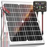 SOLPERK Solar Panel Kit, Waterproof Solar Battery Trickle Charger Maintainer + Smart MPPT Controller + Adjustable Mount Bracket for Boat Car RV Motorcycle Marine Automotive (20W)