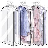 MISSLO 10" Gusseted All Clear Garment Bags for Hanging Clothes 40" Suit Bags for Closet Storage Hanging Clothes Storage Suit Cover for Shirts, Coats, Dresses, 3 Packs