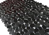 Pebble Bathtub Mat Non Slip 35" X 16" with Suction Cups,Black
