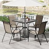 TLSUNNY 5 Pieces Patio Dining Set for 4, Glass Table and Textilene Chair