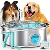 oneisall Dog Water Fountain, 7L/230oz/1.8G Quiet Dog Fountain Water Bowl, Stainless Steel Dog Water Fountain with Visual Water Level&Triple Filtration for Large Medium Small Breed Dogs Pets