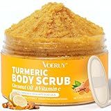 VOERUY Body Scrub, Turmeric Exfoliating Body Scrub, with Coconut Oil & Vitamin C, Bikini Area Exfoliator Gently Exfoliate Body Hand and Foot Scrub, Moisturized Skin for Women and Men, 11.28oz/320g
