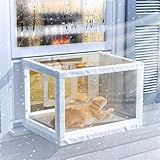 GDLF Winter Cat Window Box – Cat Window Perch Catio with Windproof Cover & Door, Fits 24.3–38.8" Openings (Min Height 16")