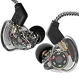 CCZ Yinyoo Melody in Ear Monitors Earphones Headphones Wired Earbuds without Microphone IEM HIFI Bass with 1DD 1BA, Ear fins, 4N OFC Cable for Musicians, Singer, on Stage, Studio (no mic, clear black)