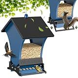 Wildpark Squirrel Proof Bird Feeders for Outdoors, 5LB Metal Hanging Feeders, Large Wild Feeders for Cardinals, Chickadees, Durable Backyard Feeders -One in Blue