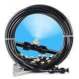 Bonviee Misters for Outside Patio, 100FT Misting Cooling System for Patio, 100FT (30M) Misting Line+28 Mist Nozzles+3/4" Brass Adapter, Pre-Assembled Garden & Greenhouse Watering System
