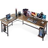 Coleshome 66" L Shaped Larger Gaming Desk, Corner Computer Desk, Sturdy Home Office Computer Table, Writing Workstation, Vintage