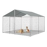 10x10FT Dog Kennel Outdoor Outside, Heavy Duty Metal Dog Enclosure with Waterproof Oxford Roof & Security Lock,Panels for Large Dogs & Small Animals, Backyard Pet Playpen