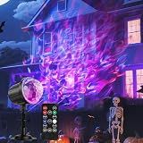 Halloween Christmas Projector Lights Outdoor,RGBW Ocean Wave Light Projector with Remote&Timer,IP65 Waterproof Outdoor Projector for Christmas Yard, House Parties, Bedroom Decor (Holiday Gift Idea)