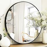 Sunniry Black Round Mirror, Round Mirror 24 inch, Matte Black Metal Frame