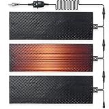 Tsolzdadi 3 Pcs Heated Snow Melting Mats, 10 x 30 in / 7mm No-Slip Rubber Heated Outdoor Mats, Electric Snow and Ice Melting Mats for Winter Backyards, Sidewalks, Walkways, Driveway Snow Removal