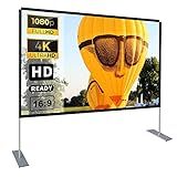 Projector Screen with Stand 100 inch 16:9 HD 4K Outdoor Projector Screen for Home Theater 3D Fast-Folding Portable Projection Screen Indoor Legs and Carry Bag Projector Movie Screen Wrinkle-Free