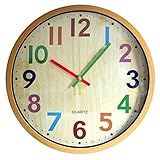 TOHOOYO Wall Clock, 12 Inch Easy to Read Silent Non-Ticking Colorful Battery Operated Clock,for Bedroom,Living Room,Kitchen,Office,School Classroom (Yellow)