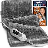 GENIANI Electric Throw - XL Electric Heating Pad for Back Pain & Cramps Relief, Birthday for Women Men Auto Shut Off, Machine Washable, Heat Pad for Neck & Shoulder, 12×24", Tabby Gray