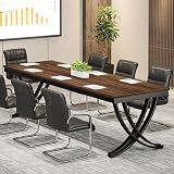 Tribesigns 6.5FT Conference Table for 6-8 People, 78 inch Long Rectangular Seminar Table with Strong Metal Frame, Business Boardroom Desk for Office Meeting Conference Room (1PC, Brown)