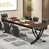 Tribesigns 6.5FT Conference Table for 6-8 People, 78 inch Long Rectangular Seminar Table with Strong Metal Frame, Business Furniture Boardroom Desk for Office Meeting Conference Room (1, Brown)