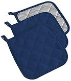 DII Basic Terry Collection Quilted 100% Cotton, Potholder, Nautical Blue, 3 Piece