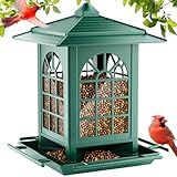 Birdream Bird Feeders for Outdoor Hanging, Assembly Required, 1-Min Easy Setup, Classic Courtyard Design, Attracting Cardinals Chickadees Goldfinches & Sparrows - Green