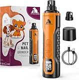 Juveximzy Electric Dog Nail Grinder: 5-Speed Quiet Dog Nail Trimmer with LED Light, Adjustable Safety Guard, Rechargeable Cordless Design for Small to Large Dogs & Cats(Orange)