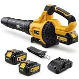 LOSART Leaf Blower Cordless, 650CFM & 3 Speed Levels, 1200W Electric Cordless Leaf Blower with 2 x 5.0Ah Batteries & Fast Charger, Blowers for Lawn Care, Yard, Blowing Leaves, Dust, Snow