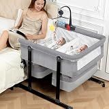 Jestonten Twin Bassinet for 2 Babies with Music Toys for Newborns, Grey