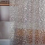 Bostofy Waterproof Shower Curtain Liner 8G EVA Thick Shower Curtain with Heavy Duty 3 Bottom Magnets, Shower Liner for Shower Stall, Bathtubs, 3D Pebble Pattern, 72 x 72,12 Hooks