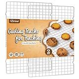 Briout 2PCS Cooling Racks for Cooking and Baking - 15x10 Inches Heavy Duty Stainless Steel Wire Rack for Baking, Grilling, Roasting - Oven & Dishwasher Safe - Fits Jelly Roll Sheet Pan-Silver
