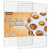 Briout 2PCS Cooling Racks for Cooking and Baking - 15x10 Inches Heavy Duty Stainless Steel Wire Rack for Baking, Grilling, Roasting - Oven & Dishwasher Safe - Fits Jelly Roll Sheet Pan-Silver