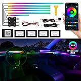 Acrylic Interior Car LED Strip Light with Wireless APP, RGB Dreamcolor 6 in 1 with 175 inches 593 LEDs Fiber Optic Ambient Lighting Kits, 16 Million Colors Sound Active Function Car Neon Lights
