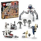 LEGO Star Wars Clone Trooper & Battle Droid Battle Pack Set for Kids, Buildable Toy Speeder Bike Vehicle, Tri-Droid and Defensive Post, Collectible, Gift for Boys and Girls Aged 7 and Up, 75372