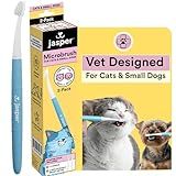 Jasper Microbrush Vet Approved Cat Toothbrush, Soft-Bristled Toothbrush Kit for Felines & Small Dogs, Non-Slip Handle with 2 Replaceable Tooth Brush Heads, Use with Cat Toothpaste