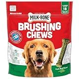 Milk-Bone Fresh Breath Brushing Chews, 18 Large Daily Dental Dog Treats Scrubbing Action Helps Clean Teeth