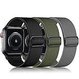 DaQin 3 Pack Stretchy Solo Loop Compatible with Apple Watch Bands for Men 49mm 46mm 45mm 44mm 42mm, Soft Nylon Braided Elastic Strap for iWatch Band Series 11 10 9 8 7 6 5 4 3 SE Ultra 3 Ultra 2 Ultra