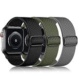 DaQin 3 Pack Stretchy Solo Loop Compatible with Apple Watch Bands for Men 49mm 46mm 45mm 44mm 42mm, Soft Nylon Braided Elastic Strap for iWatch Band Series 11 10 9 8 7 6 5 4 3 SE Ultra 3 Ultra 2 Ultra