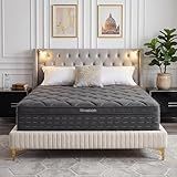 Queen Size Mattress 12 Inch, Medium Firm Boxed Hybrid Mattress, Cooling Gel Memory Foam & Motion Isolation Pocket Coils, 350lbs+ Edge Support, Fiberglass-Free, 365-Night Trial, for Couples, Families