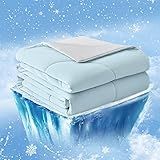 Cozy Bliss Cooling Comforter Queen Size, Cooling Blankets for Hot Sleepers and Night Sweats, Gray Blue Summer Comforter for Queen Size Bed, Breathable Soft Lightweight Silk Smooth