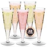 Plastic Champagne Flutes Disposable Champagne Glasses - 40 Pack 4.5Oz Clear Mimosa Cocktail Cups Bulk for Wedding Valentine's Day Party Supplies Engagement Decor, Copas De Plastico Para Brindis