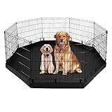 PJYuCien Dog Playpen - Metal Foldable Dog Exercise Pen, Pet Fence Puppy Crate Kennel Indoor Outdoor with 8 Panels 24”H & Bottom Pad for Small Medium Pets