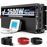 2500 Watt Sump Pump Backup Battery System, Automatic Switching to Battery Inverter Power, Professional Backup System in Case of Power Failure, Pure Sine Wave Output Remote Controller with LCD Screen