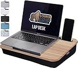 GORILLA GRIP Laptop Lap Desk with Phone Holder, Pillow Cushion Desks Fit Laptops up to 15.6", Gifts for Home, Portable Travel Workstation, Tray Ledge Keep Computers in Place, Light Wood Color