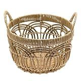 Handmade Woven Round Plastic Basket with Handle - Home Organizing, Storage Baskets, Shelf Basket, Cloth Storage, Toy Storage, Decorative Storage - Large