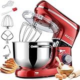 KUCCU Stand Food Mixer, 6.5 Qt 660W, 6-Speed Tilt-Head , Kitchen Electric Mixer with Stainless Steel Bowl,Dough Hook,Whisk, Beater, Egg white separator (6.5-QT, Red)