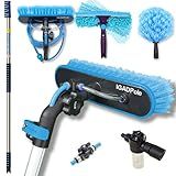 IGADPole 17 FT Water-Fed Washing Kit with Soap-Dispenser, Brush, 10″ Squeegee & Cobweb Duster for Windows, Gutters, Solar Panels & Exterior Walls