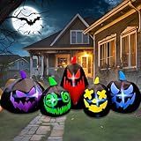 BLOWOUT FUN Halloween Inflatables 8 FT Black Pumpkin Family Decoration Halloween Outdoor Blow up Decor with LED Lights Inflatable Pumpkin for Party Yard Lawn Garden Holiday Décor