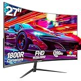 Gawfolk 27 inch Curved Gaming Monitor,144Hz/180Hz PC Monitor Full HD 1080P, Frameless 1800R Computer Display with FreeSync & Eye-Care Technology, Wall Mountable, DP, HDMI Port (Black)