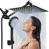 Shower Head, 8'' High Pressure Rainfall/Handheld Shower Combo, Matte Black